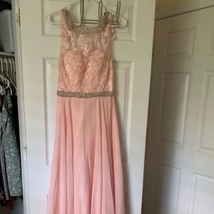 pink jeweled prom dress